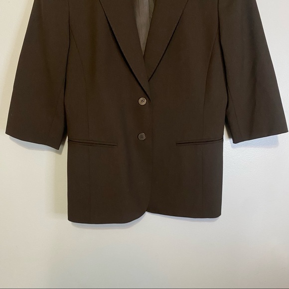 Lafayette 148 Brown Half Sleeve Two Button Wool Blazer Jacket Size 6 EUC - Picture 3 of 7